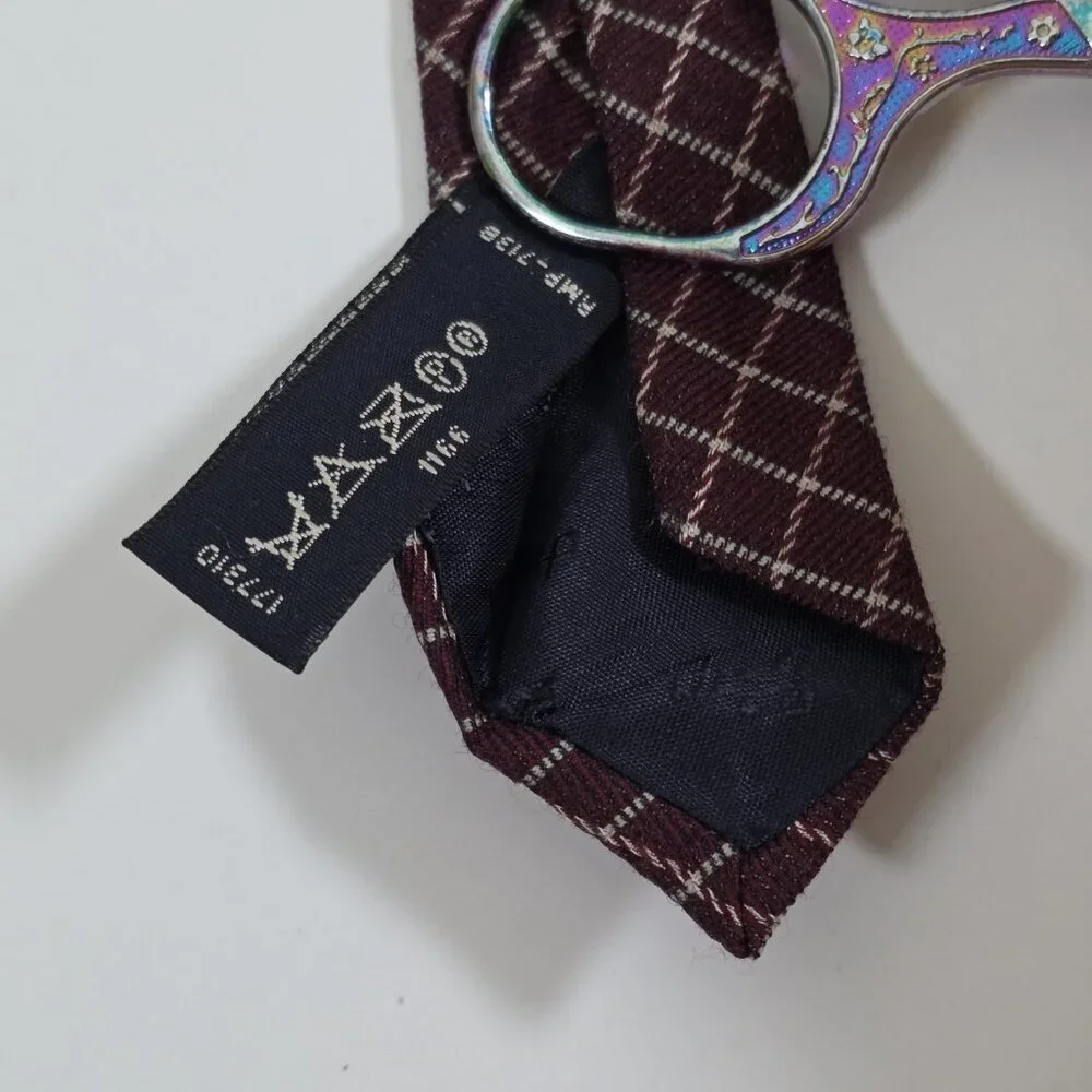 Vtg Gap Wool Silk Tie Brown Beige Geometric Pattern Preppy Office USA W 4